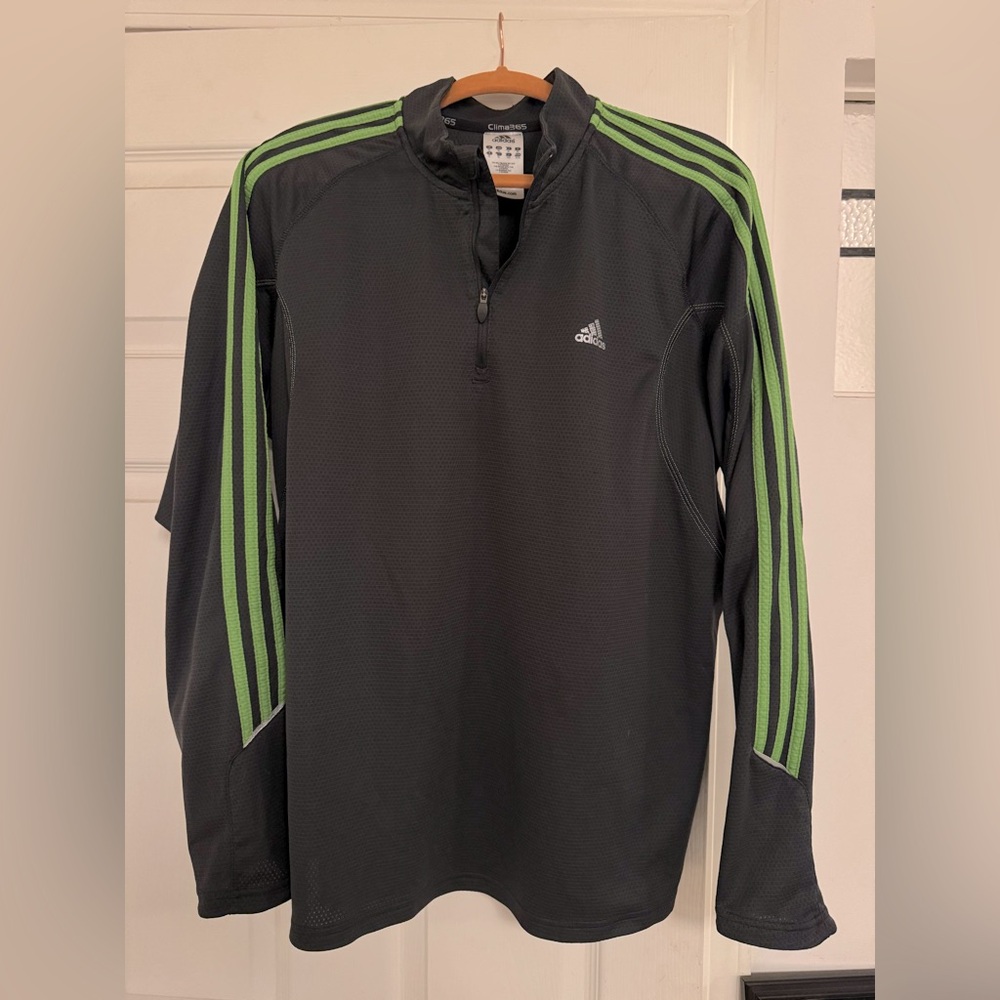 Adidas Clima365 Black and Green Half-Zip Top